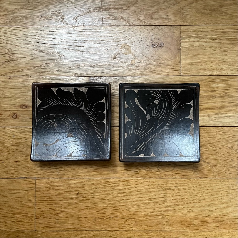 dark brown candle bases or coasters (set of 2)